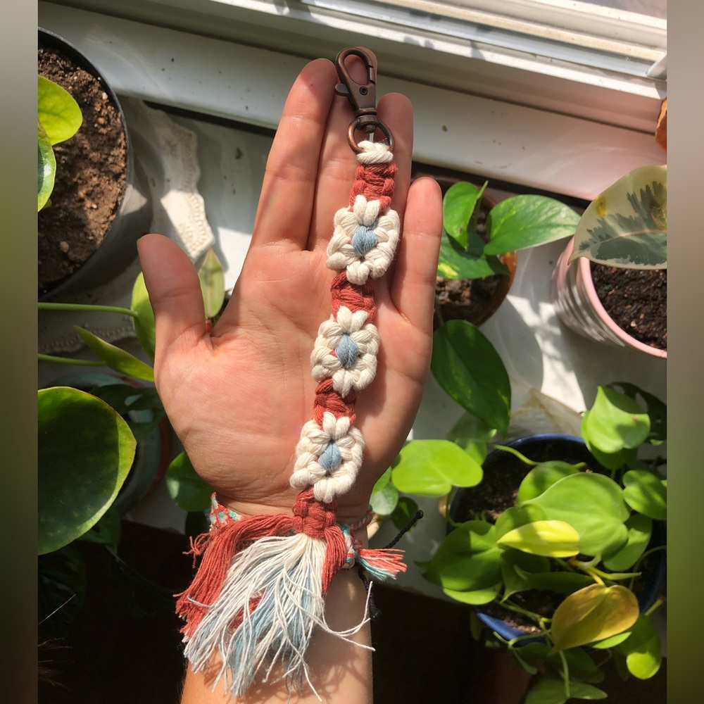 Handmade floral macrame keychains